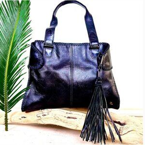 ELLIOTT LUCCA Genuine Leather Shoulder Bag Large Tassel Vintage
